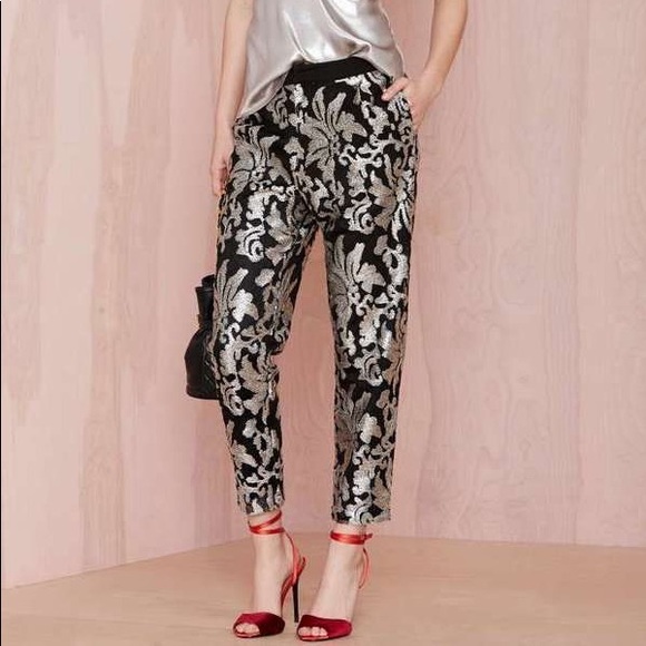Nasty Gal Pants - J.O.A Shine On Sequin Trousers